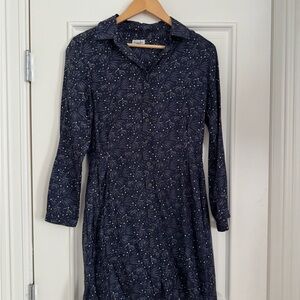 Steven Alan Dark Blue Patterned Long Sleeve Dress